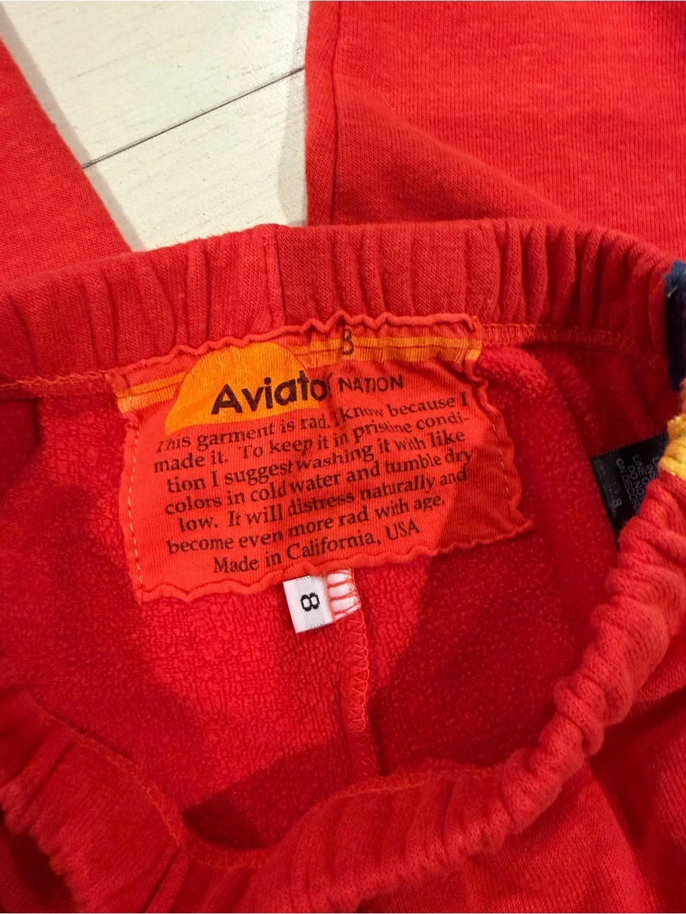 Kids Aviator Nation Red Joggers with Yellow Side Stripe